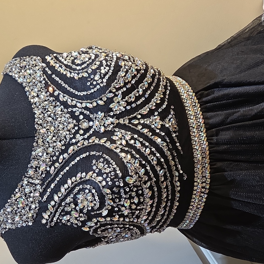 Nwot XL Anny Lee Black and Zirconia  Mini Dress Ballroom - Picture 3 of 17